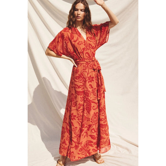 Smell the Roses Wrap Maxi Dress