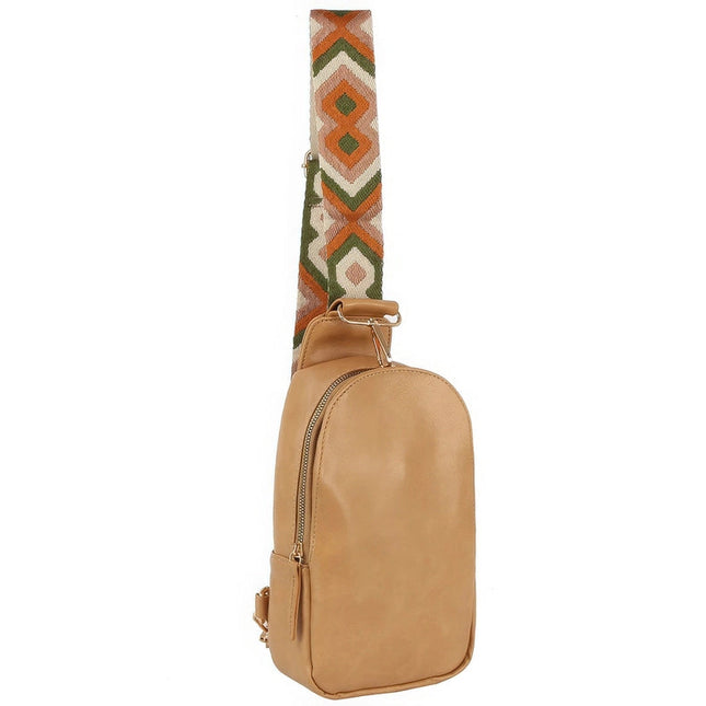 Smooth Zipper Sling Crossbody with Guitar Strap