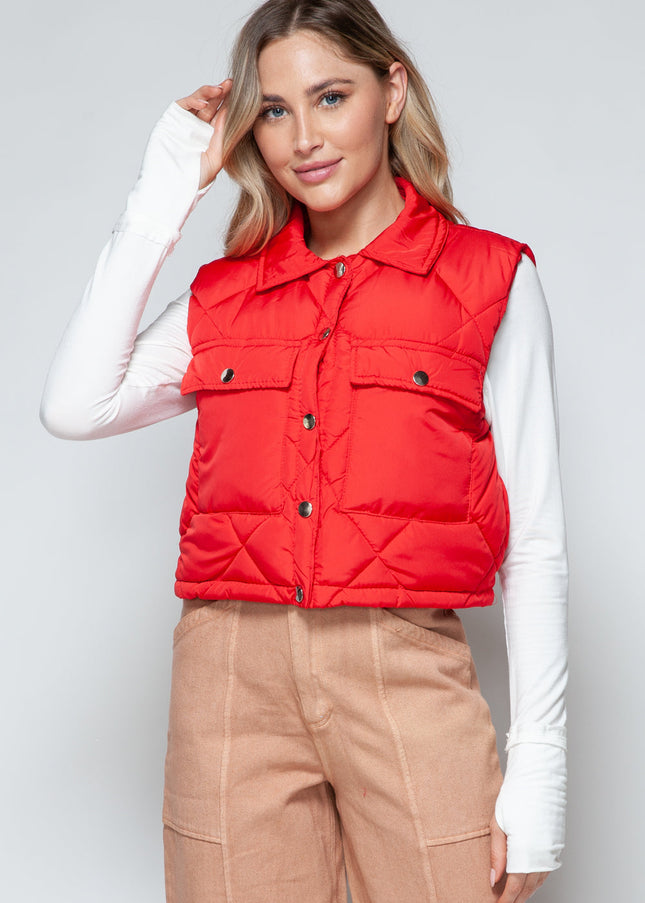 Snobbish Snap Down Quilted Crop Vest