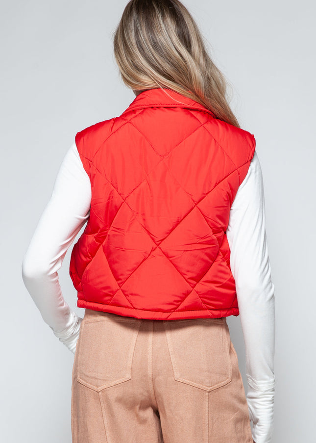 Snobbish Snap Down Quilted Crop Vest