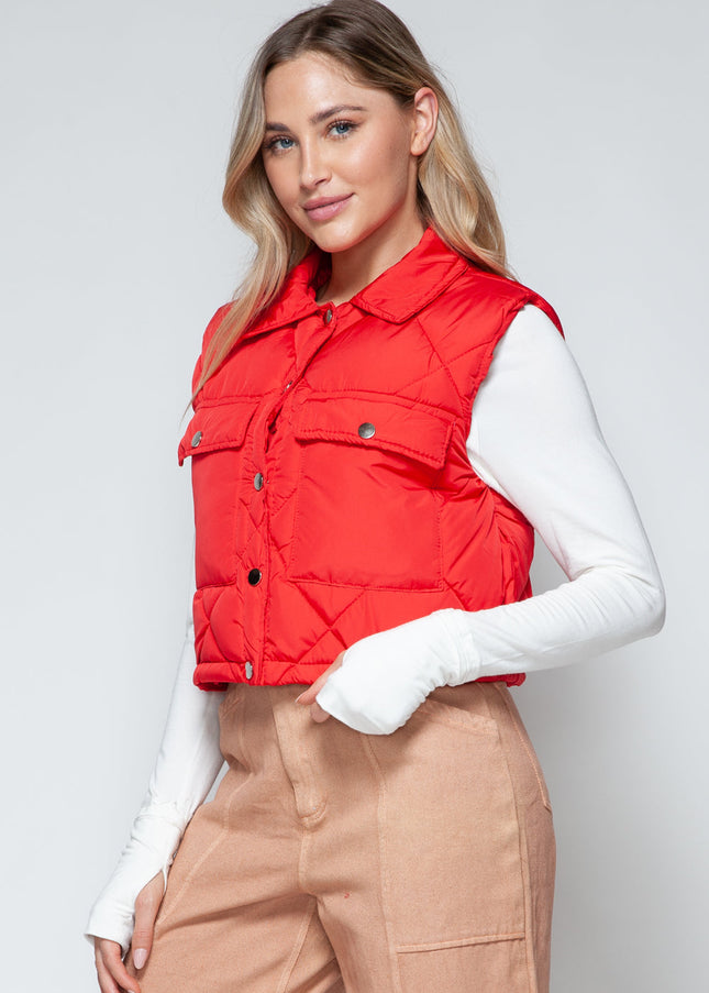 Snobbish Snap Down Quilted Crop Vest