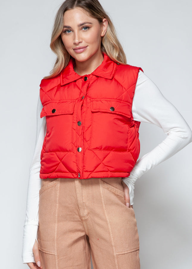 Snobbish Snap Down Quilted Crop Vest