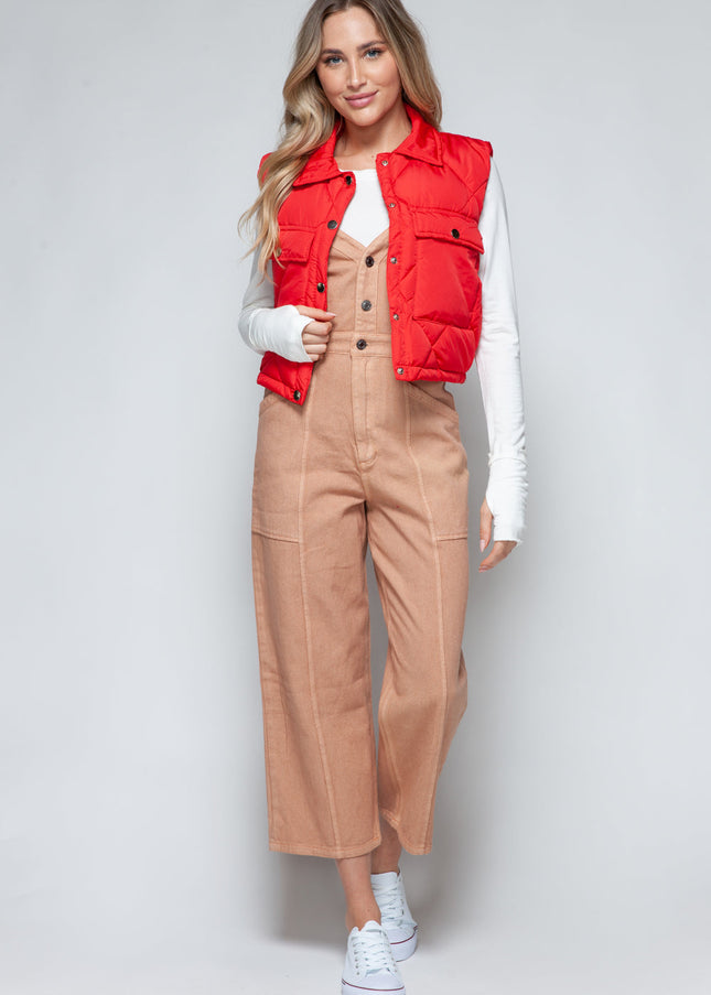 Snobbish Snap Down Quilted Crop Vest