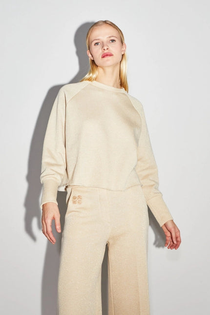 Sofia Jersey Lurex Beige Sweatshirt