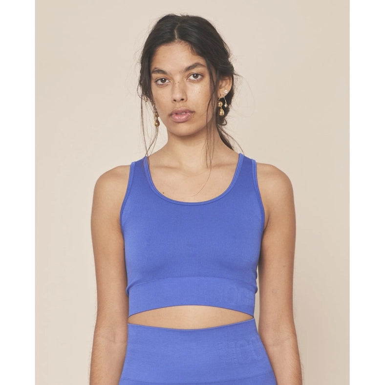 Soft Rib Seamless Crop Top - Indigo