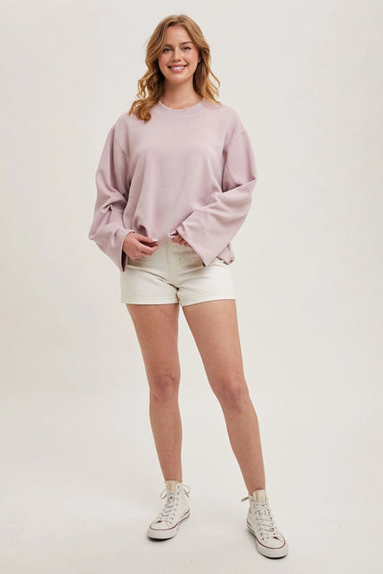 Softstreme Voluminous-Sleeve Pullover MAUVE