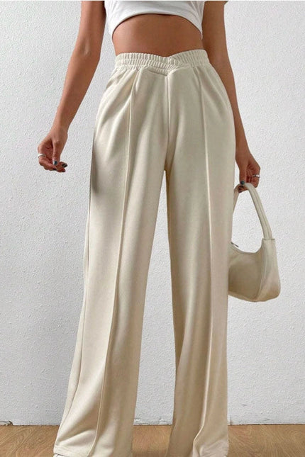 Solid Color Trendy Loose Style Wide-Leg Pants