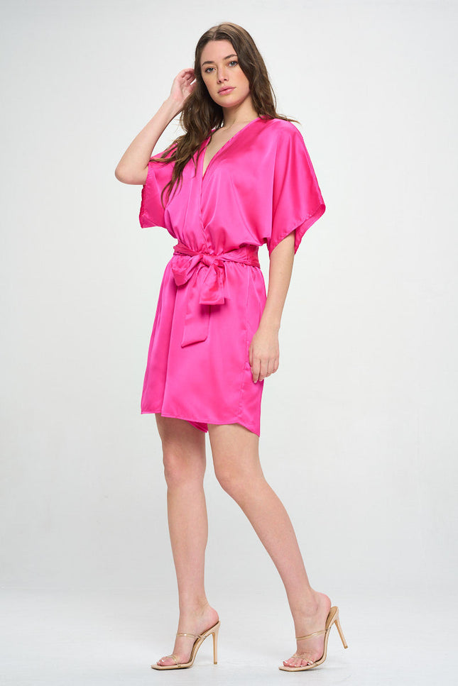 Solid Satin Kimono Romper with Tie-3