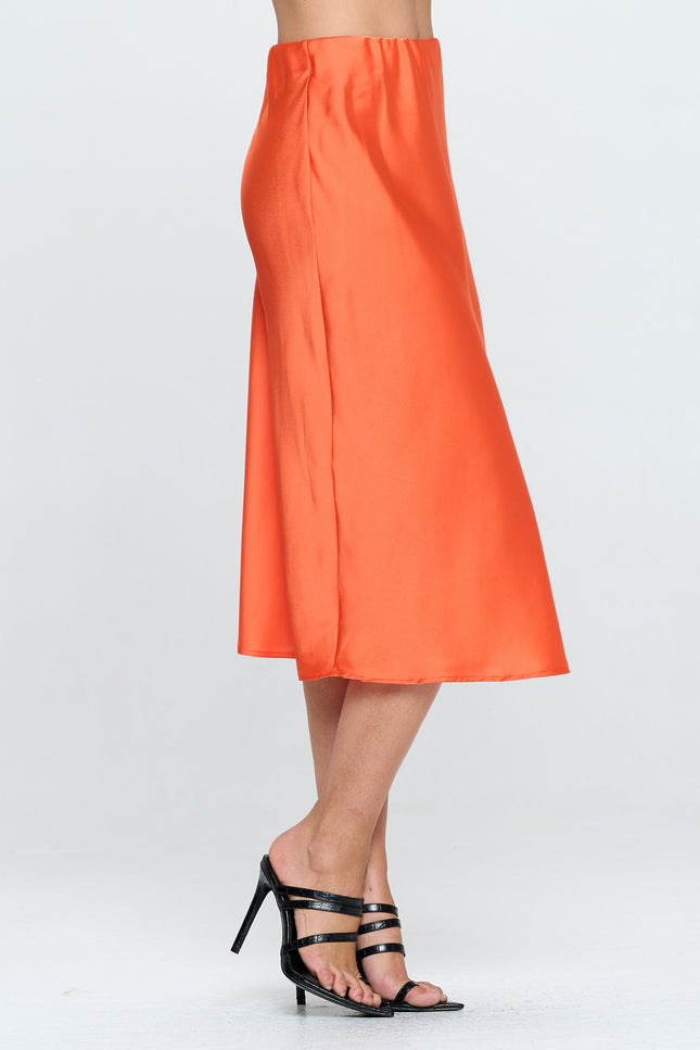 Solid Satin Midi Skirt-1