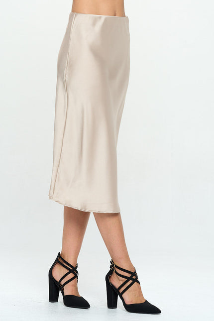 Solid Satin Midi Skirt-1