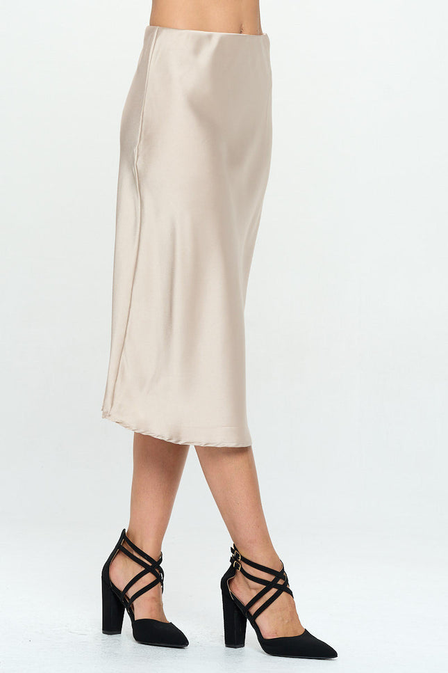 Solid Satin Midi Skirt-1