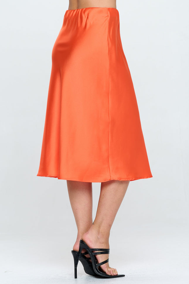 Solid Satin Midi Skirt-2