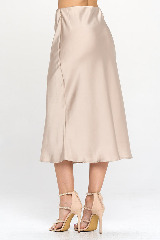 Solid Satin Midi Skirt-2