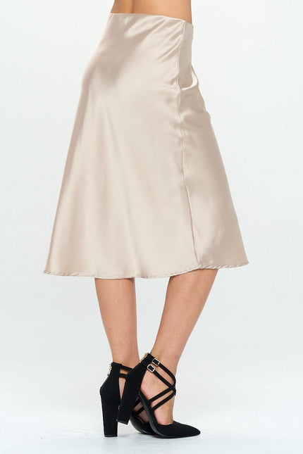 Solid Satin Midi Skirt-2