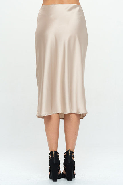 Solid Satin Midi Skirt-3