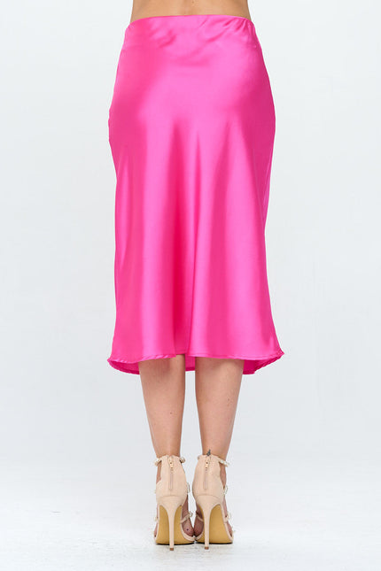 Solid Satin Midi Skirt-3