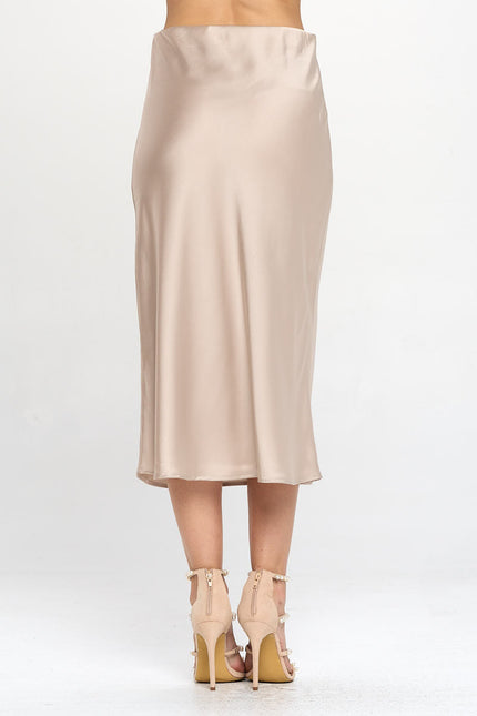 Solid Satin Midi Skirt-3