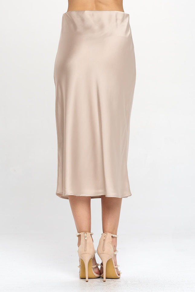 Solid Satin Midi Skirt-3