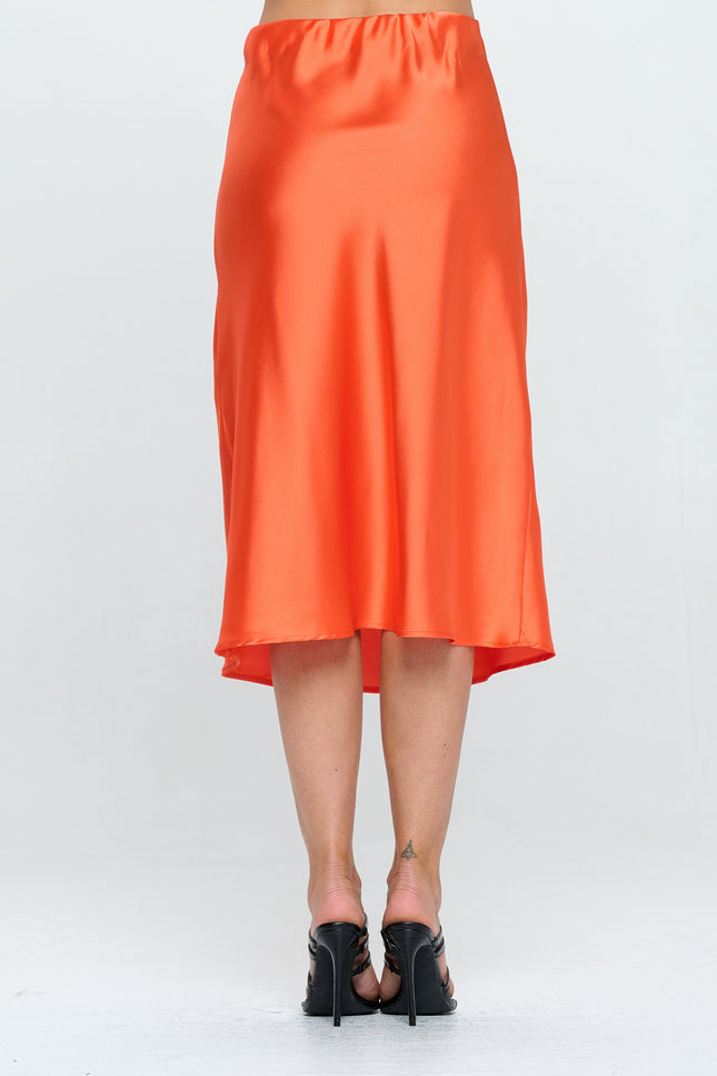 Solid Satin Midi Skirt-3