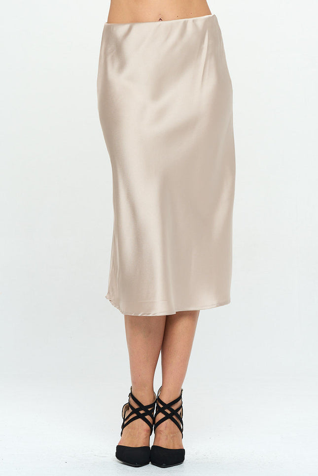 Solid Satin Midi Skirt-0