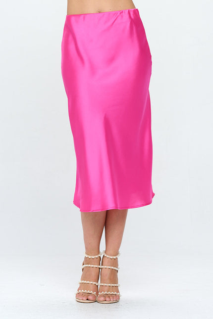 Solid Satin Midi Skirt-0