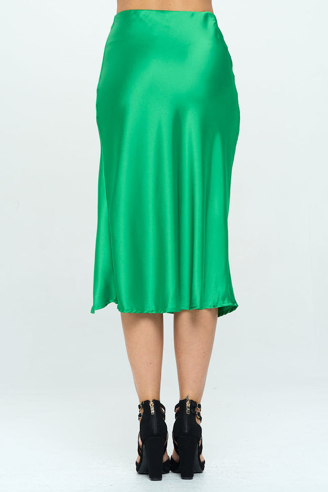 Solid Satin Midi Skirt with Slit-3