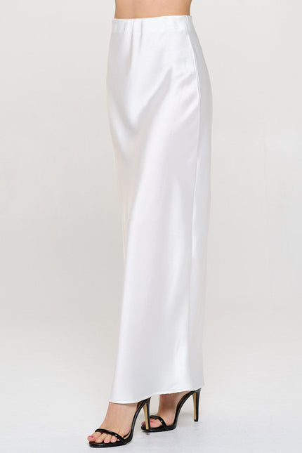 Solid Silky Satin Maxi Skirt-1