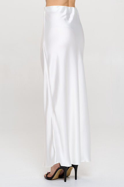 Solid Silky Satin Maxi Skirt-2