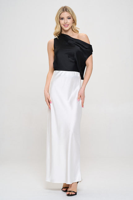 Solid Silky Satin Maxi Skirt-4