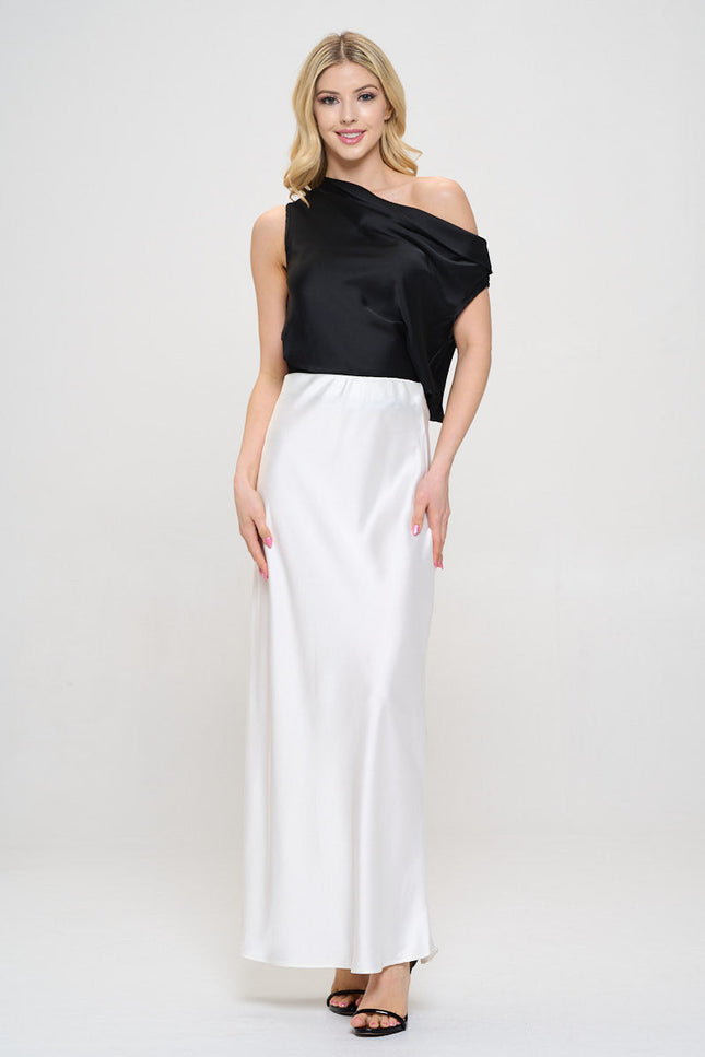 Solid Silky Satin Maxi Skirt-4