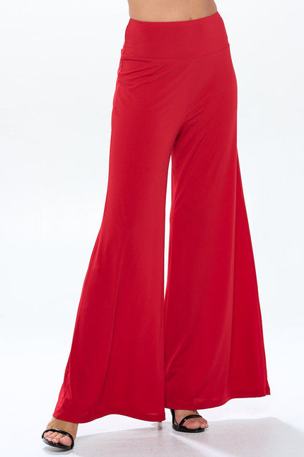 Solid Wide Leg Pants with Thick Waistband-1