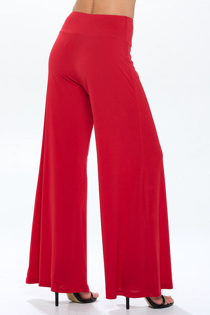 Solid Wide Leg Pants with Thick Waistband-2