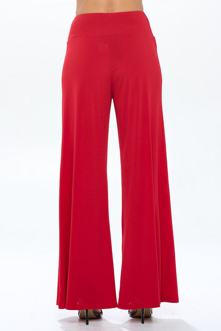 Solid Wide Leg Pants with Thick Waistband-3