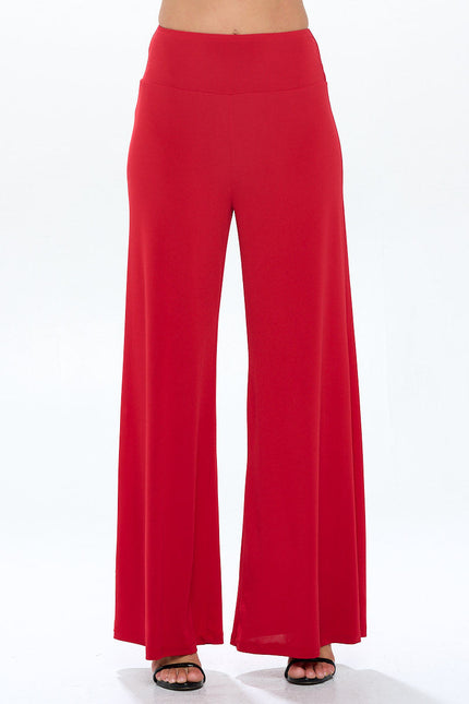 Solid Wide Leg Pants with Thick Waistband-0