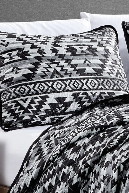 Southwestern Black Aztec Bedspread - 3 Piece Set