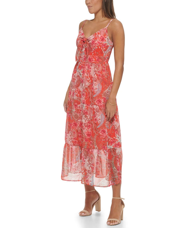 Spaghetti Strap Paisley Printed Maxi-Dress-Kensie Dresses-Urbanheer