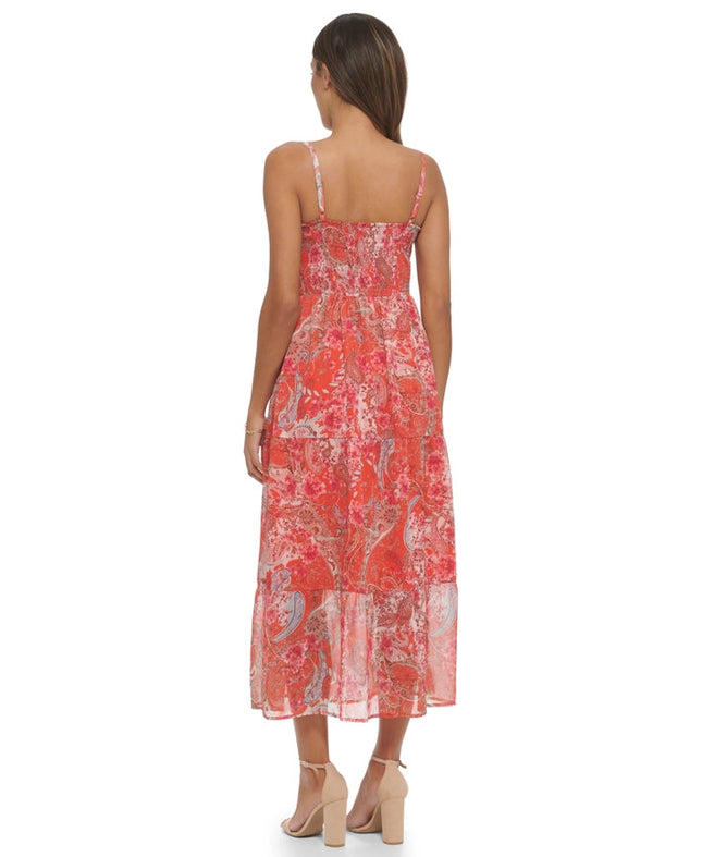 Spaghetti Strap Paisley Printed Maxi-Dress-Kensie Dresses-Urbanheer