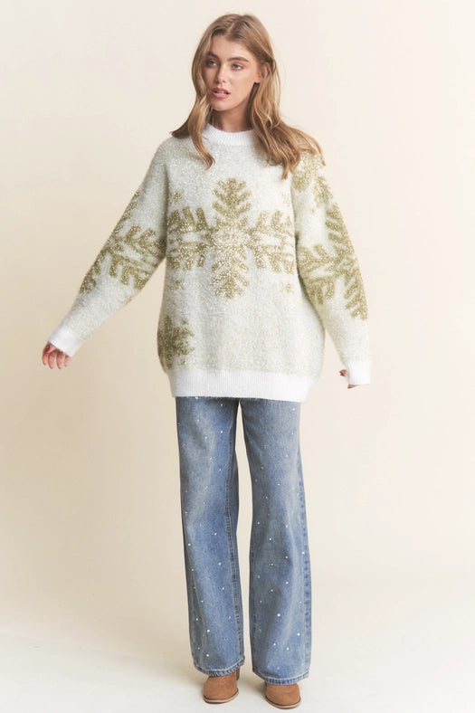 Sparkly Snowflake Fuzzy Sweater