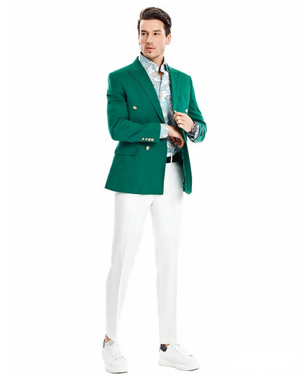 Sports Coat Jackets, Double Breasted Peak Lapel Suit, Green