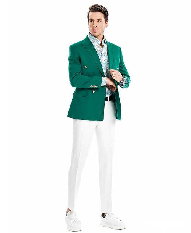 Sports Coat Jackets, Double Breasted Peak Lapel Suit, Green