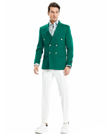 Sports Coat Jackets, Double Breasted Peak Lapel Suit, Green