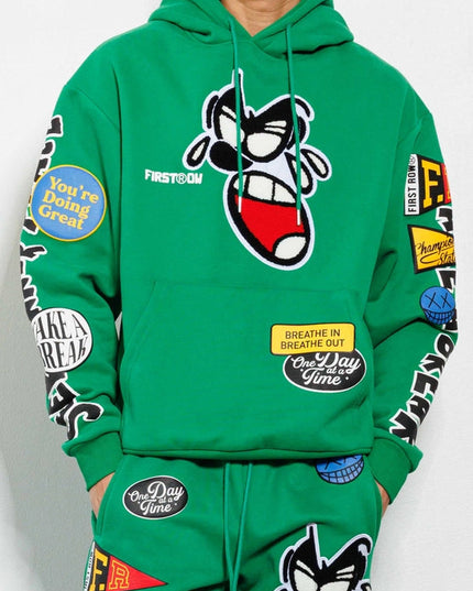 Spring Break Chenile Patch Graphic Hoodie GREEN