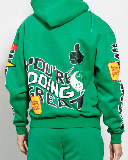 Spring Break Chenile Patch Graphic Hoodie GREEN