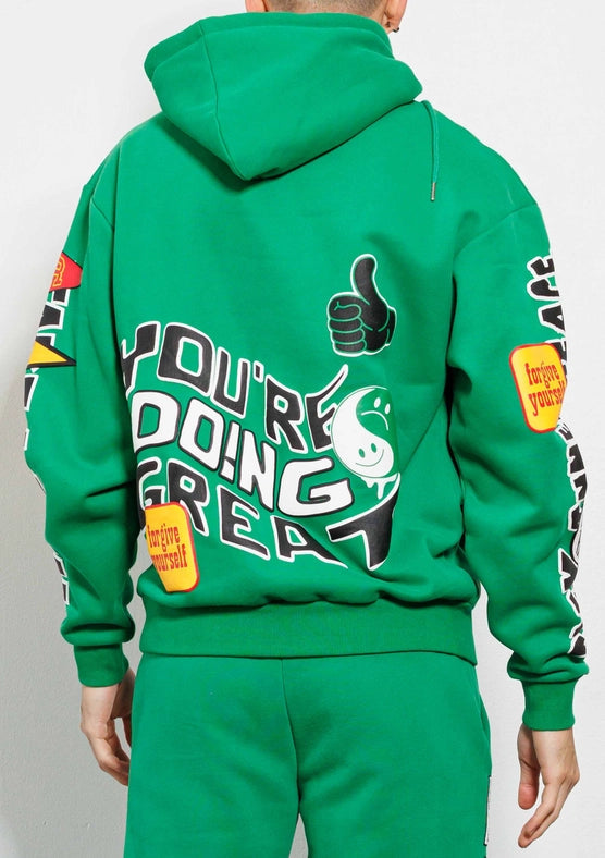 Spring Break Chenile Patch Graphic Hoodie GREEN