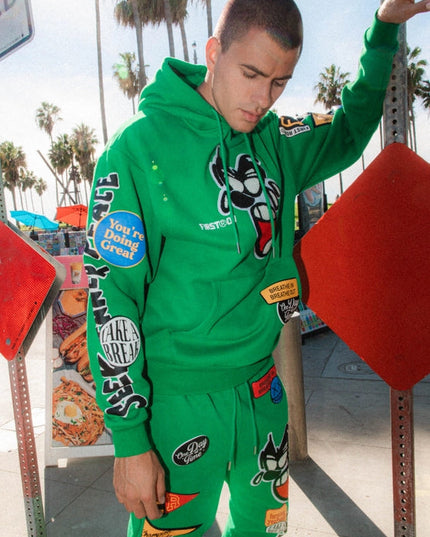 Spring Break Chenile Patch Graphic Hoodie GREEN