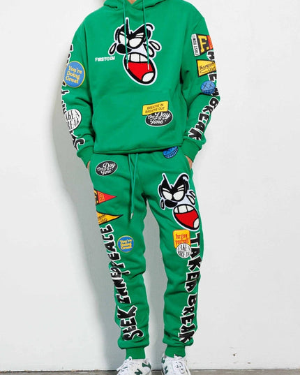 Spring Break Chenile Patch Graphic Hoodie GREEN