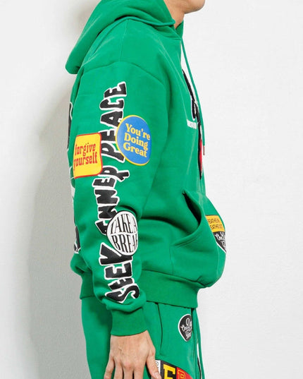 Spring Break Chenile Patch Graphic Hoodie GREEN