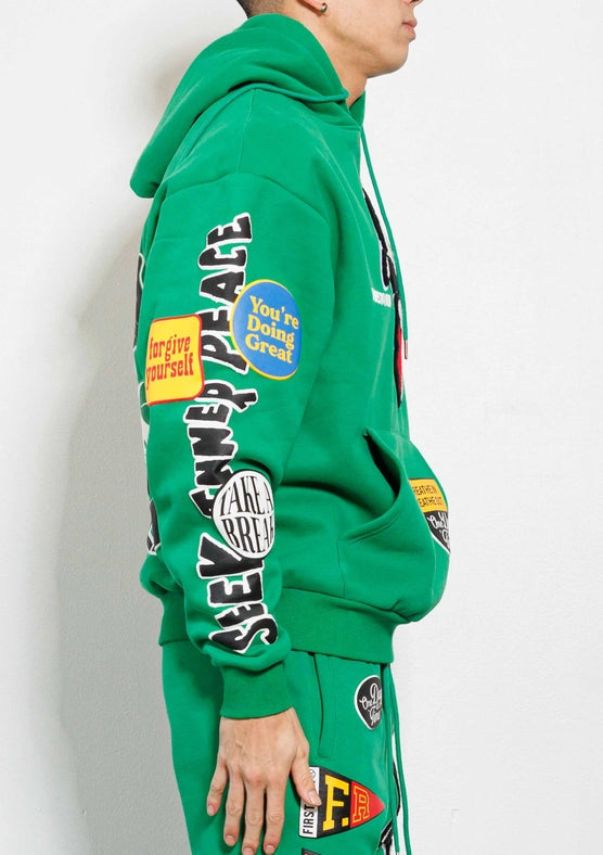 Spring Break Chenile Patch Graphic Hoodie GREEN