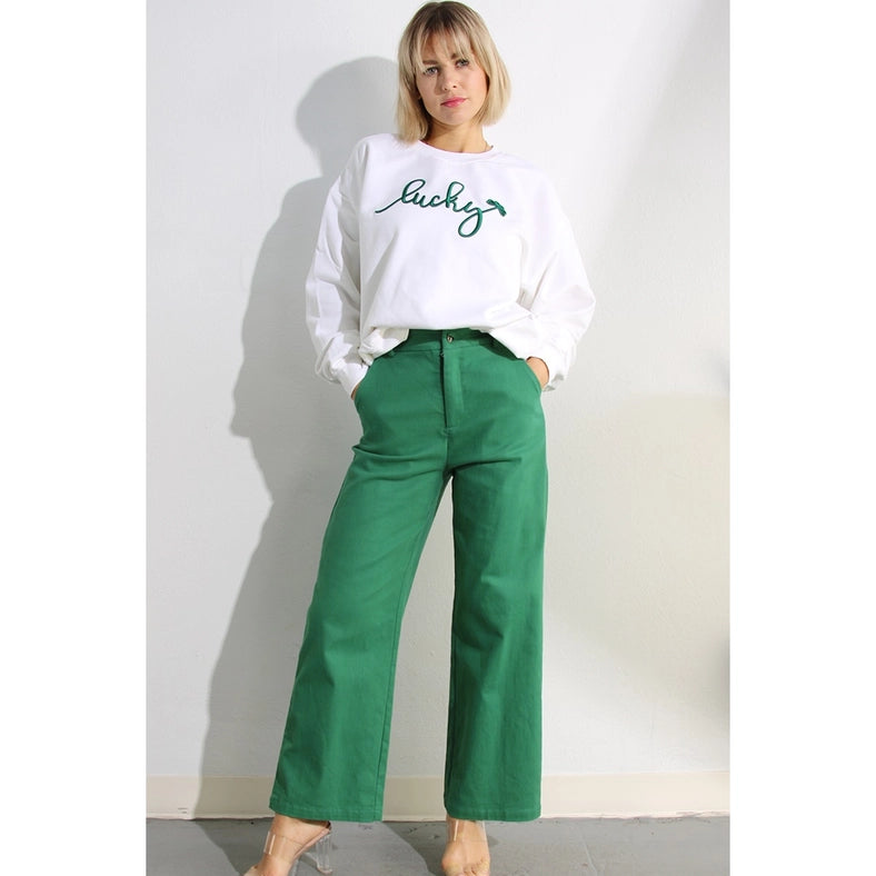 St Patricks Day 3D Lucky Embroidery Sweatshirt