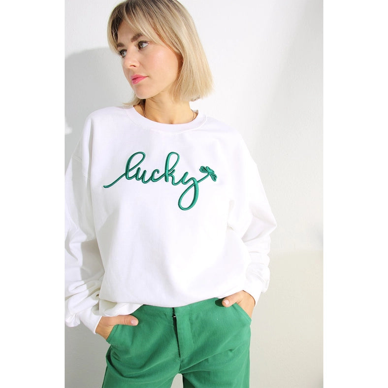 St Patricks Day 3D Lucky Embroidery Sweatshirt